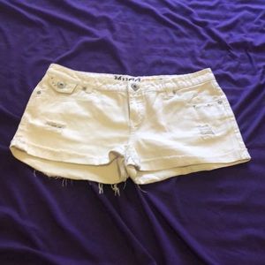 White cut off shorts